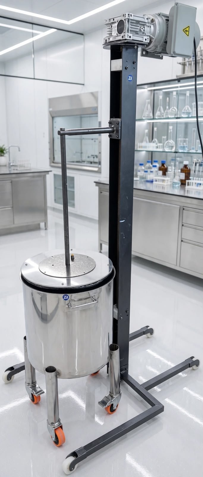 Motorized lift with stainless steel vessel